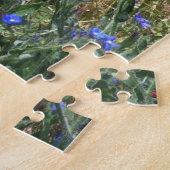 Rode papaver, blauwe bloemen in Frankrijk Legpuzzel (Zijkant)