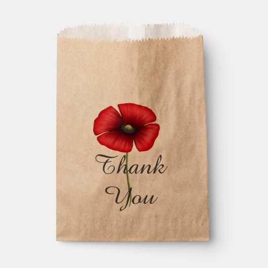 Rode papaver bloem elegante dank u kraft bedankzakje (Voorkant)