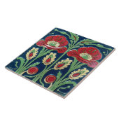 Rode papaver bloem Europese volkskunst Tegeltje (Zijkant)