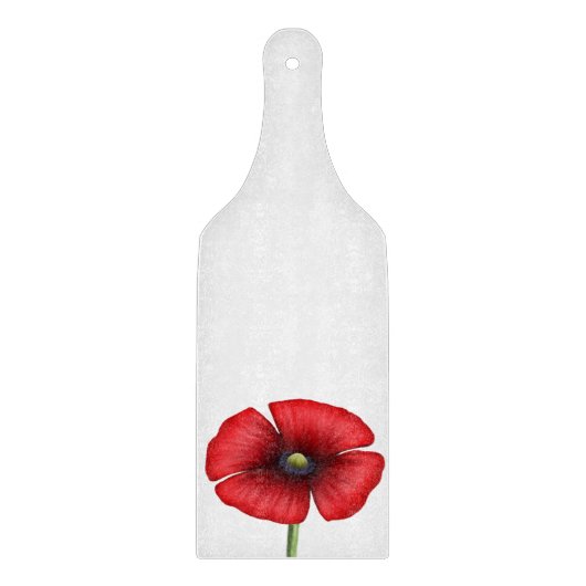 Rode papaver bloem peddel glas snijplank (Voorkant)