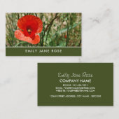 Rode papaver, bloembakkerij visitekaartje (Voorkant / Achterkant)