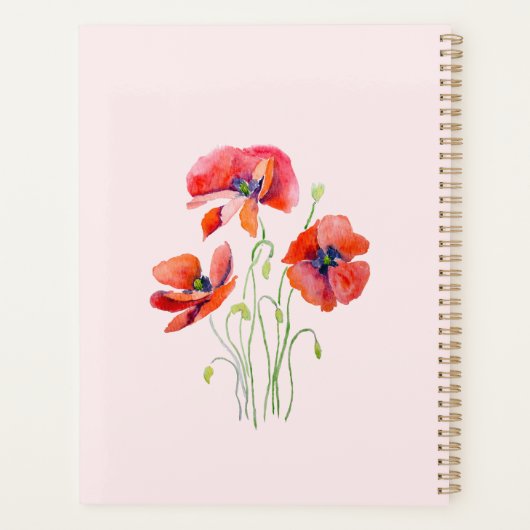 Rode papaver bloemen met de hand geschilderd planner (Achterkant)