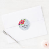 Rode papaver Bloemen Transparante Organza stof Ronde Sticker (Envelop)