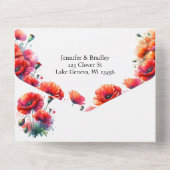 Rode papaver bloemenbruiloft all in one uitnodiging (Achterkant)