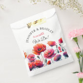 Rode papaver bloemenbruiloft bedankzakje (Gezegeld)