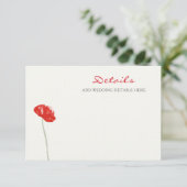  rode papaver bloemenbruiloft informatiekaartje (Staand voorkant)