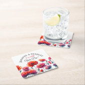 Rode papaver bloemenbruiloft kartonnen onderzetters (Insitu)