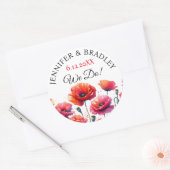 Rode papaver bloemenbruiloft ronde sticker (Envelop)