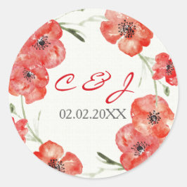 rode papaver bloemenbruiloft stickers