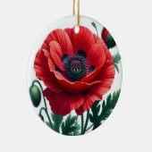 Rode papaver bloemenherinnering keramisch ornament (Rechts)
