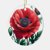 Rode papaver bloemenherinnering keramisch ornament (Links)