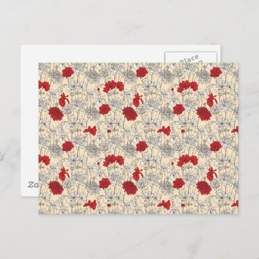 Rode papaver briefkaart (Voorkant / Achterkant)