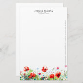 Rode papaver briefpapier (Voorkant / Achterkant)