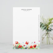 Rode papaver briefpapier (Staand voorkant)