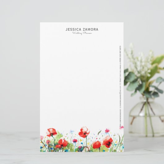 Rode papaver briefpapier (Staand voorkant)