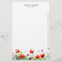 Rode papaver briefpapier
