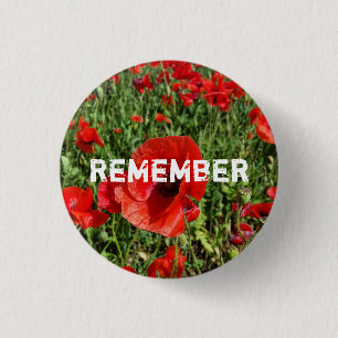 Rode papaver Button