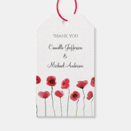 Rode papaver cadeaulabel