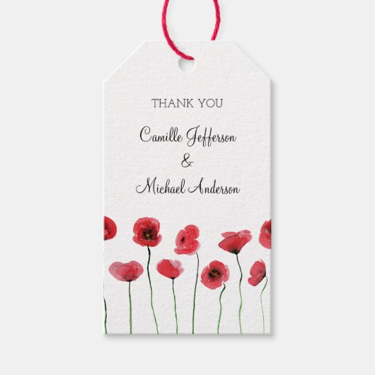 Rode papaver cadeaulabel (Voorkant)