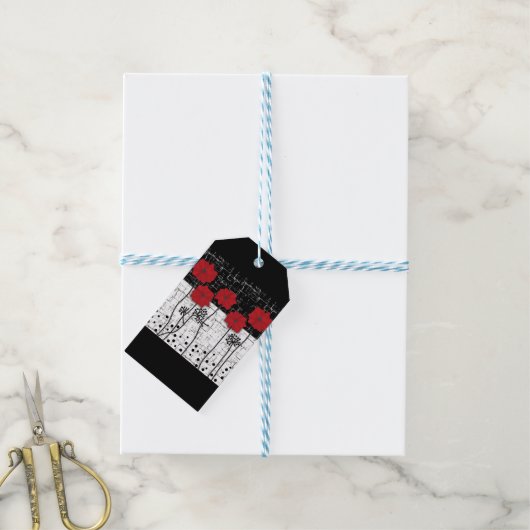Rode papaver cadeaulabel (Met Touw)