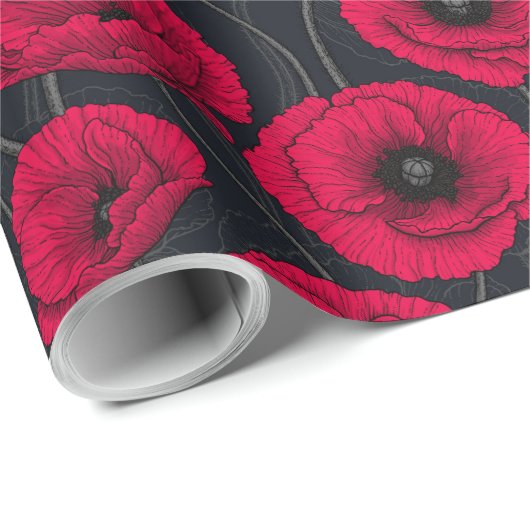 Rode papaver cadeaupapier (Rol Hoek)