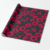 Rode papaver cadeaupapier (Uitgerold)