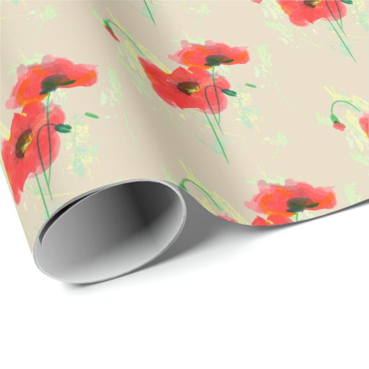 Rode papaver cadeaupapier (Rol Hoek)