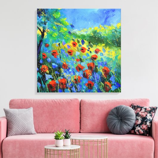rode papaver canvas afdruk (Insitu (Woonkamer))