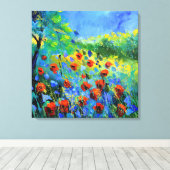 rode papaver canvas afdruk (Insitu (Houten vloer))