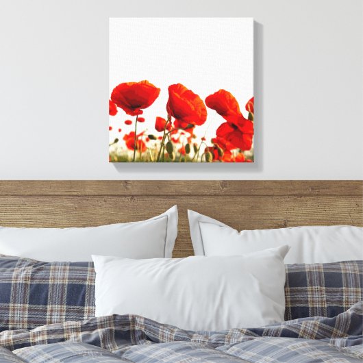 Rode papaver canvas afdruk (Insitu (Slaapkamer))