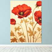 Rode papaver canvas afdruk (Insitu (Houten vloer))