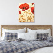 Rode papaver canvas afdruk (Insitu (Slaapkamer))