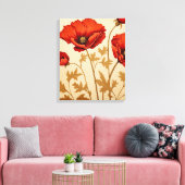 Rode papaver canvas afdruk (Insitu (Woonkamer))