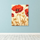 Rode papaver canvas afdruk (Insitu (Houten vloer))