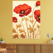 Rode papaver canvas afdruk (Insitu (Woonkamer))