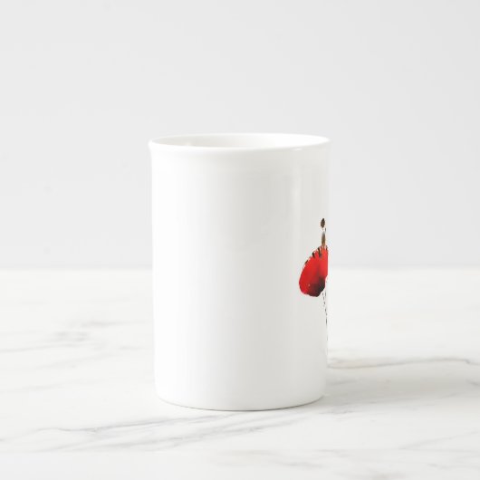 rode papaver china espresso porselein kop (Voorkant)