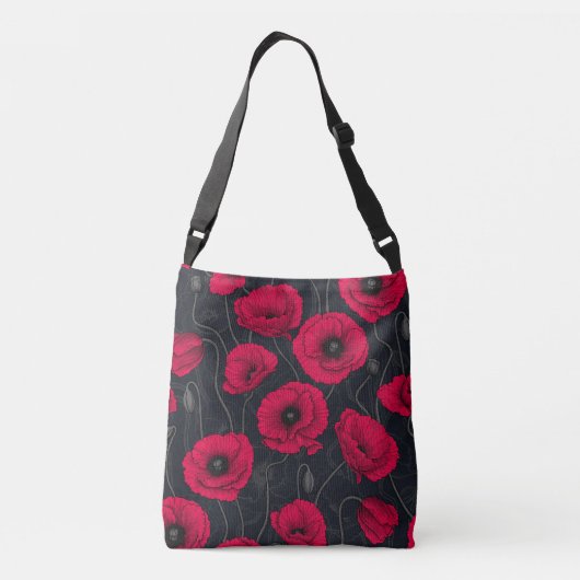 Rode papaver crossbody tas (Achterkant)