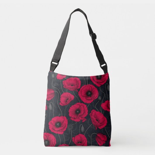 Rode papaver crossbody tas (Voorkant)