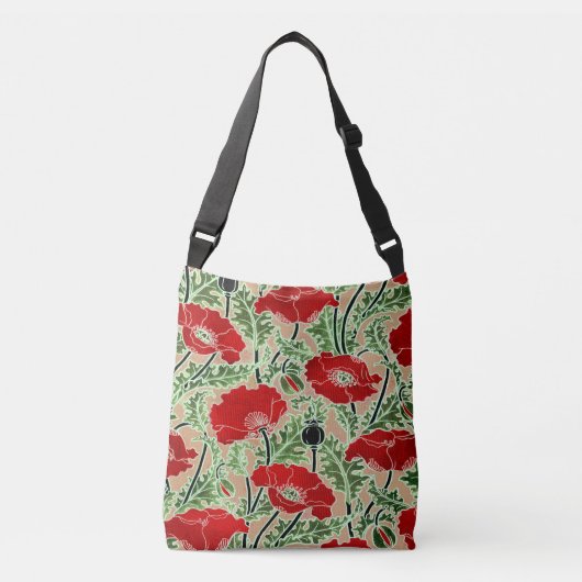  rode papaver crossbody tas (Voorkant)