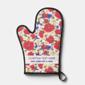 Rode papaver Daisy bloemmotief Voeg aangepaste tek Ovenwant (Voorkant)