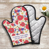 Rode papaver Daisy bloemmotief Voeg aangepaste tek Ovenwant