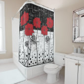 Rode papaver douchegordijn (In situ)