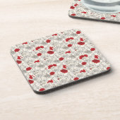 Rode papaver drankjes onderzetter (Linkerzijde)