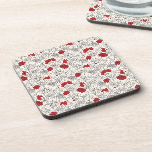 Rode papaver drankjes onderzetter (Linkerzijde)