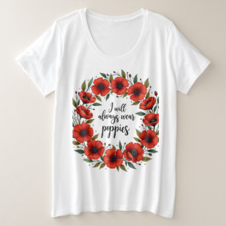 Rode papaver eert veteranen grote maat t-shirt