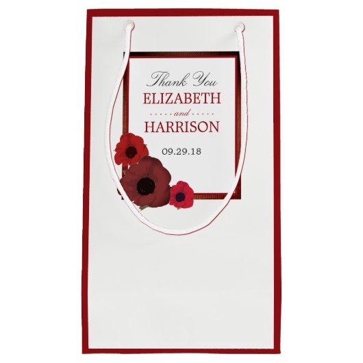 Rode papaver en Burlap Wedding Klein Cadeauzakje (Voorkant)