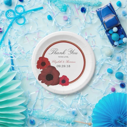 Rode papaver en Burlap Wedding Papieren Bordje (Feest)