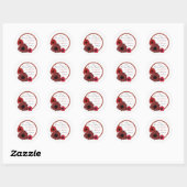 Rode papaver en Burlap Wedding Ronde Sticker (Vel)