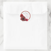 Rode papaver en Burlap Wedding Ronde Sticker (Tas)
