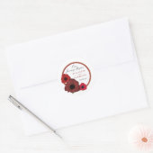 Rode papaver en Burlap Wedding Ronde Sticker (Envelop)